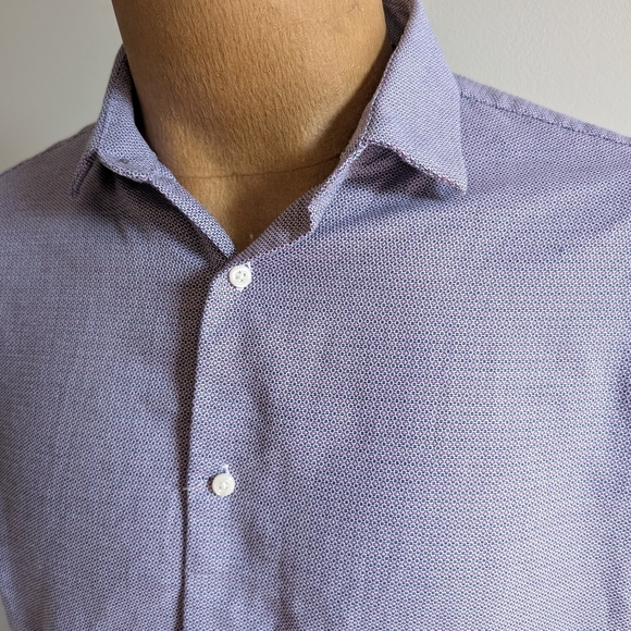Ben Sherman Purple Waffle Texture Dress Shirt - Picture 3 of 15